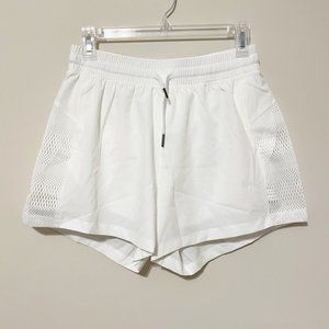 Halara Size L White High Waisted Side Pocket Mesh 2 In 1 Shorts NEW NWT